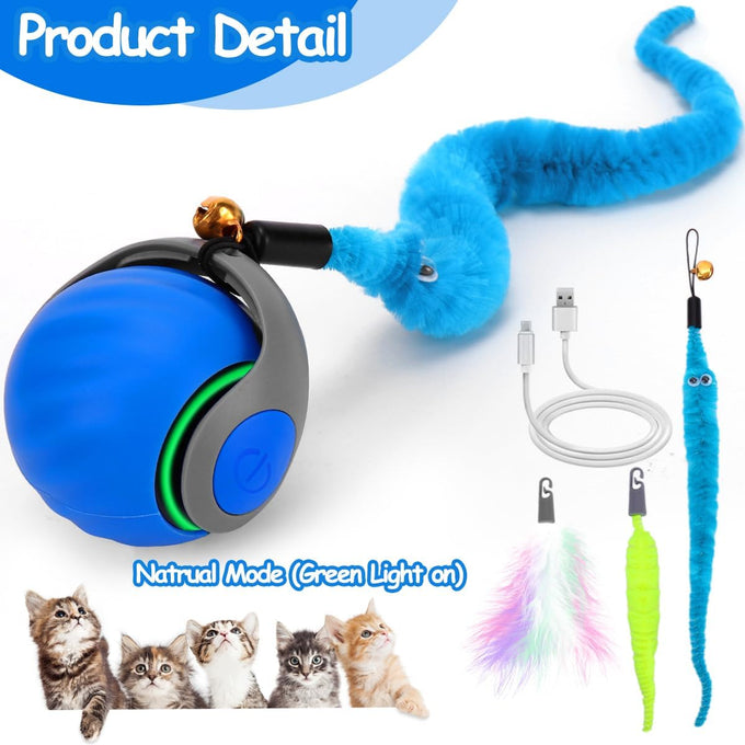 speedy interactive cat toy ball with feather tails automatic rolling indoor cat stimulation gift