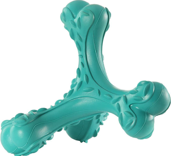 Blue Indestructible Natural Rubber Bone Toy for Large Breed Aggressive Chewers Dogs, Durable and Easy Cleaning