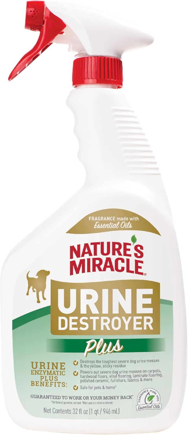 Nature's Miracle Enzymatic Urine Destroyer Plus for Dogs, 32 oz, Severe Stain Removal Formula