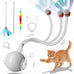 Rechargeable smart rolling cat ball with 3 modes, LED light and 3 replaceable accessories for kittens and adult cats