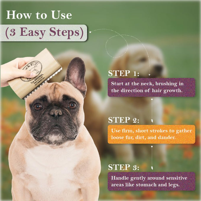 SleekEZ Dog Brush for All Fur Types, Reduces Shedding by 95%, Made in USA, 5 inch
