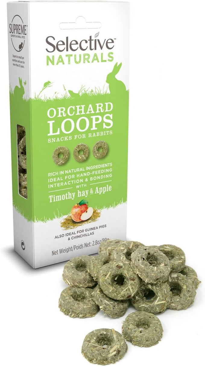 Selective Naturals Orchard Loops with Timothy Hay & Delicious Apple, Pack of 4, Natural Pet Treats