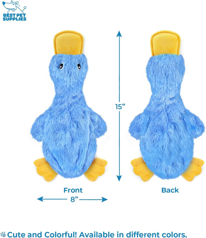 Best Pet Supplies Interactive Squeaky Dog Chew Toy, Crinkle Duck, Blue, Large, for Small, Medium & Large Dogs, and Fetch Lovers