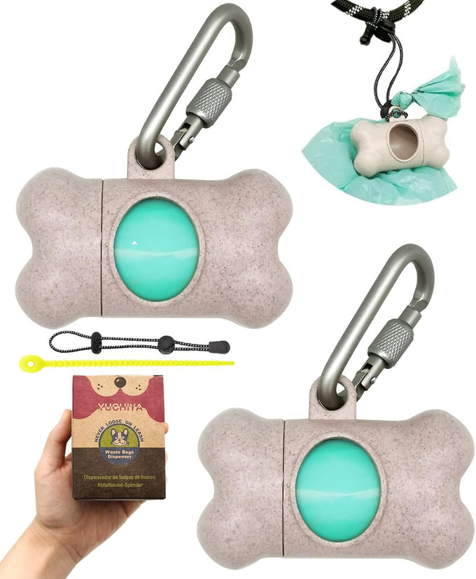 Standard-Sized leak-proof scented doggy waste bags and holder dispenser with carabiner safety lock and fastener