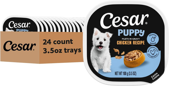 Cesar Puppy Classic Loaf Wet Dog Food, Chicken & Beef, 3.5oz