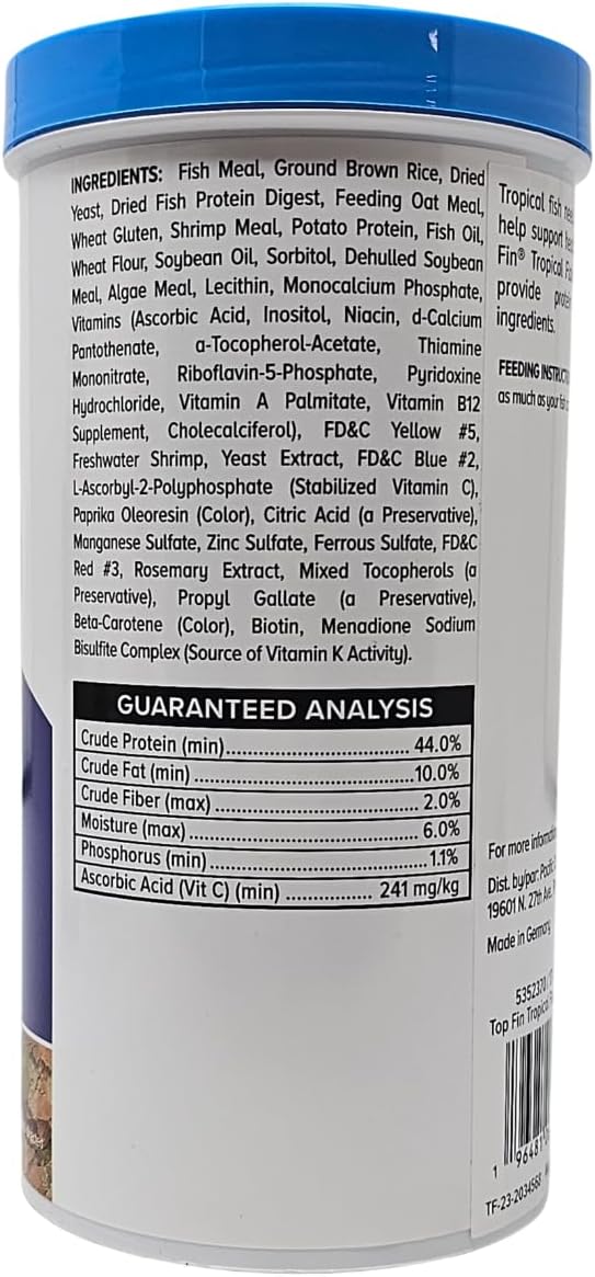 Top Fin Tropical Fish Food Flakes Color Enhancing, 7.06oz, 7.06 oz Size, Easy to Digest