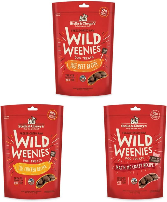 Stella & Chewy's Freeze-Dried Raw Wild Weenies Dog Treats, High-Protein, All-Natural, Grass-Fed Beef