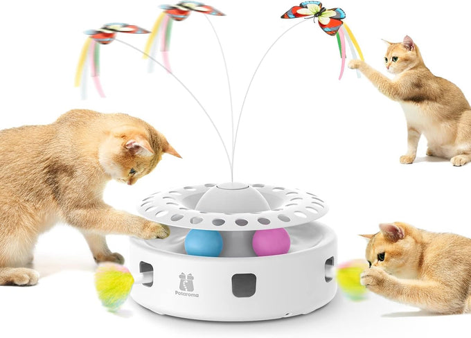 potaroma cat toys 3in1 automatic interactive kitten toy bright white