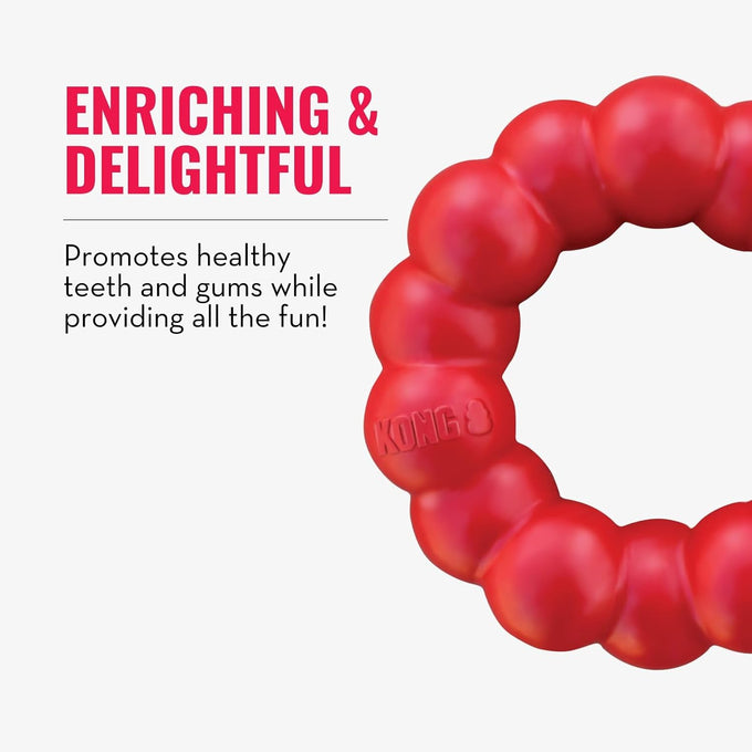 Kong natural rubber ring toy for small to medium dogs supports dental health and playtime