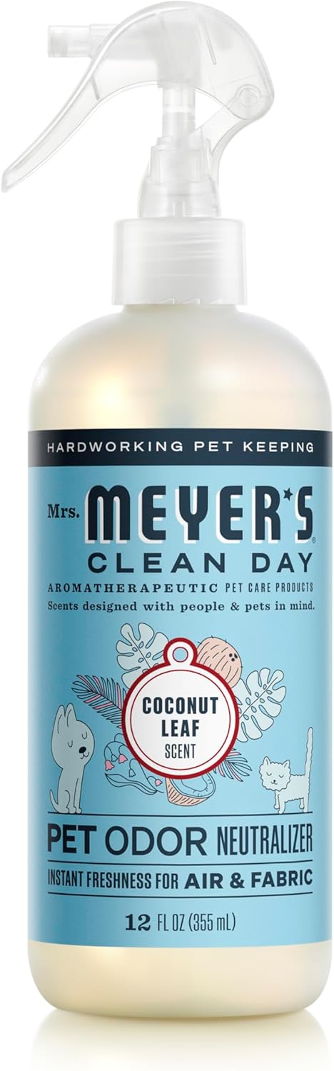 Mrs. Meyer's Clean Day Pet Odor Neutralizer, Coconut Leaf Scent, 12oz for Hard-to-Wash Fabrics and Air