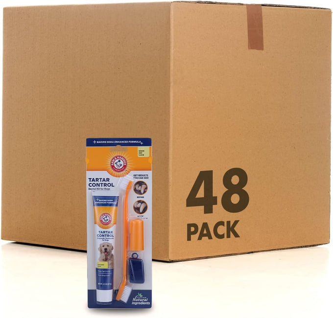 Arm & Hammer for Pets Tartar Control Dog Dental Kit with Enzymatic Toothpaste, 3-Piece Set for Puppies and Adult Dogs, Beef Flavor, Reduces Plaque and Tartar
