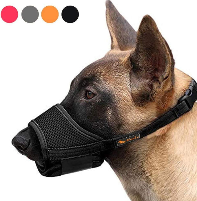 Heele Soft Nylon Dog Muzzle, Anti Biting Barking Chewing, Adjustable Breathable Pets Muzzle for Small Medium Large Dogs, 4 Colors 4 Sizes