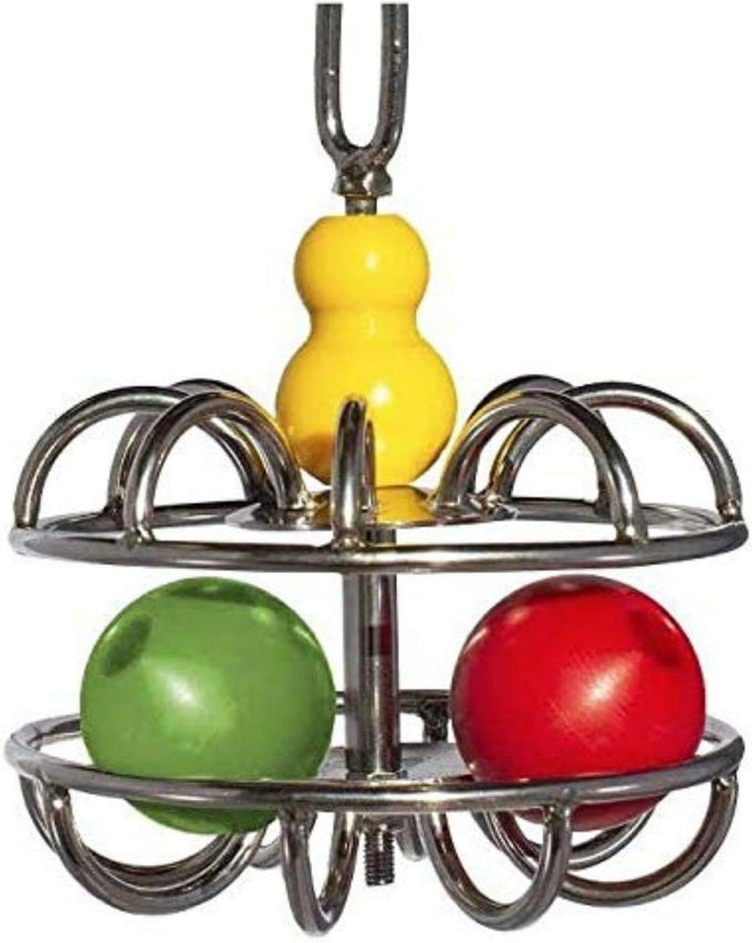 Impossiball large stainless steel bird toy for macaw enrichment and parrot foraging with durable treat dispenser