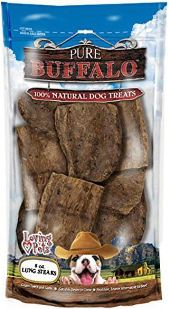 Loving Pets Pure Buffalo Lung Steaks: Natural, Single-Ingredient, High-Protein Dog Treats for All Breeds. Grain-Free, Chewy, Long-Lasting Snacks Perfect for Everyday Rewards and Training.