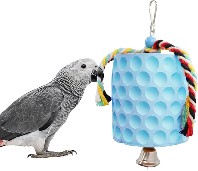 African Grey, Amazon Parrot, and Cockatiel beak grinder toy with bells for cage