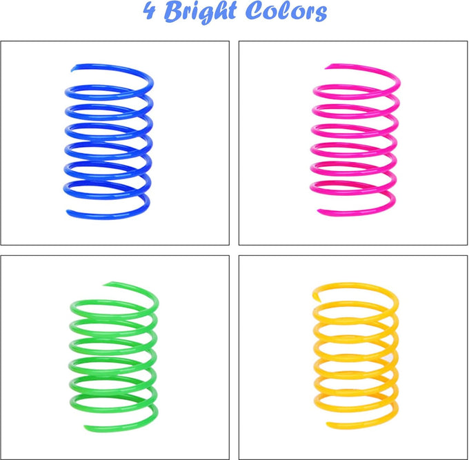 ISMARTEN pet cat toys 100 pack colorful plastic coil springs for kitten pets random color