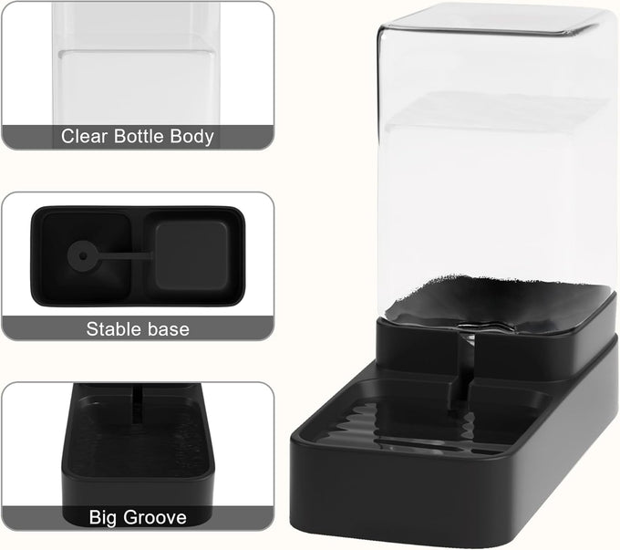 Automatic Cat Feeder and Water Dispenser Set for Small to Large Pets with 3.3L Capacity Black Feeding Bowls