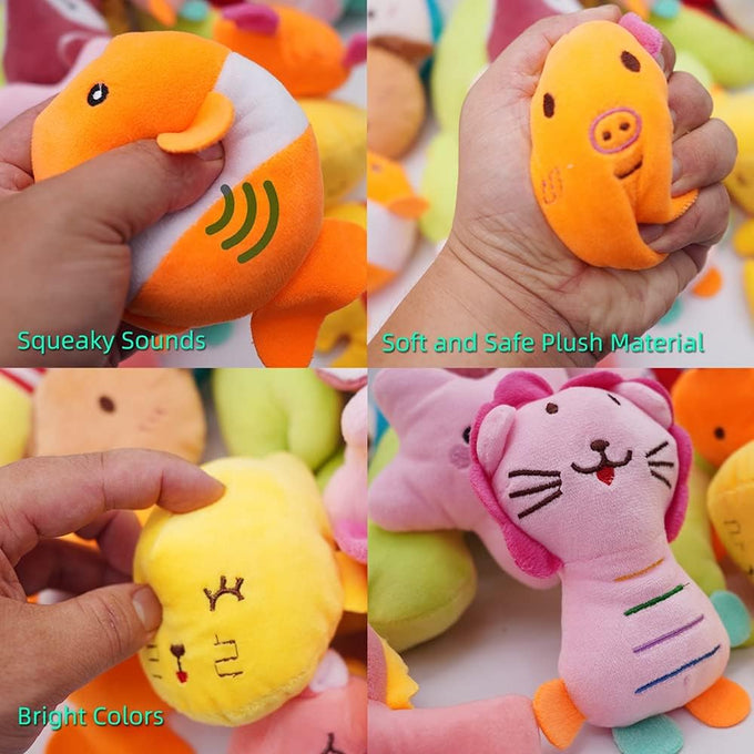 27-pack assorted squeaky plush dog toys for small dogs with cute designs
