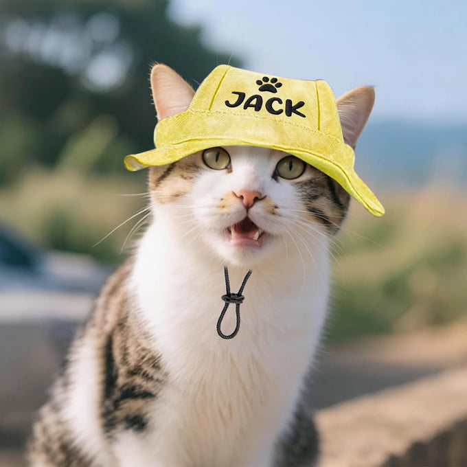 DYOART Custom Dog and Cat Visor Hats with Ear Holes, Personalized with Pet's Name, Multiple Sizes