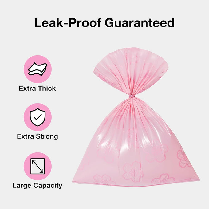 Vetreska pink cherry blossom scented dog poop bag dispenser with 105 leak proof pet waste bags for cats