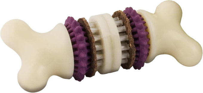 PetSafe Busy Buddy Bristle Bone Dog Chew Toy, Purple, Medium for Hard Chewers, Durable, Interactive, Teeth Cleaning