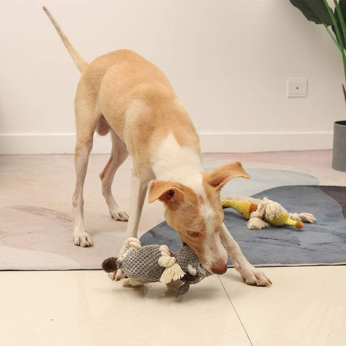 Sedioso Donkey Squeaky Dog Toy, Grey, Lightweight, Natural Cotton, Waterproof, for Small to Large Dogs