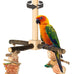 agape rotating parrot perch toy with chew toy natural wooden stand for small medium birds cage accessory