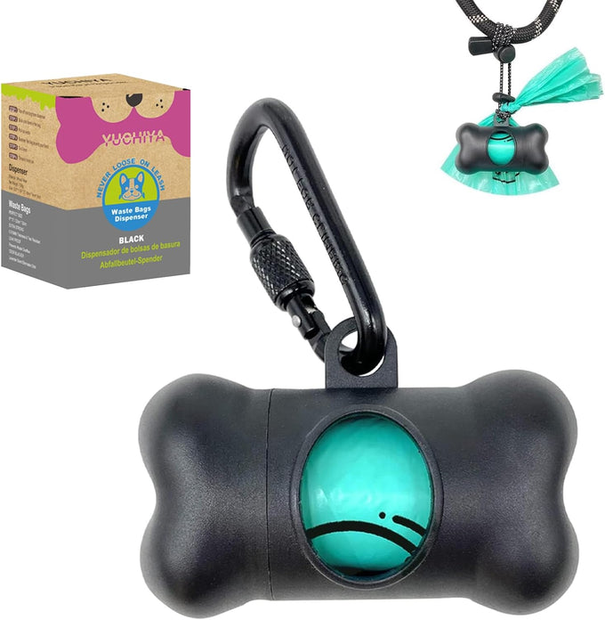 Standard-Sized leak-proof scented doggy waste bags and holder dispenser with carabiner safety lock and fastener