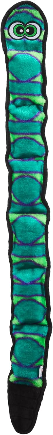 Outward Hound Durablez X-Large Blue Snake Plush Dog Toy, No Stuffing, 6 Jumbo Squeakers, 40"