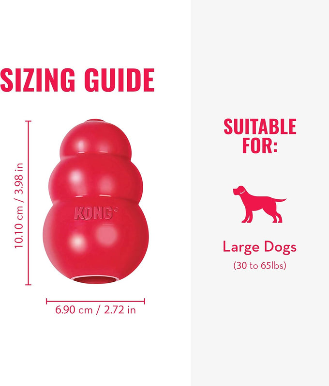 Kong classic red rubber stuffable dog toy for large dogs, treat-filling and erratic bounce