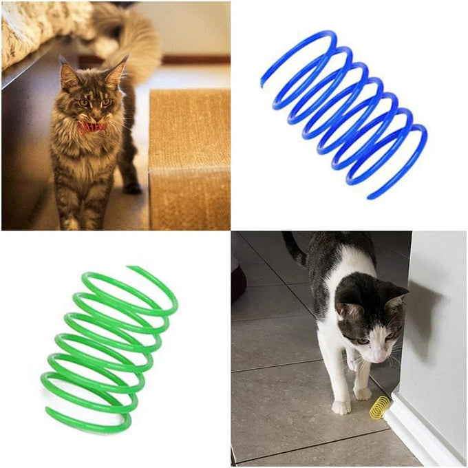 Andiker 12-piece sturdy and heavy plastic interactive cat spiral spring toys for kittens in 4 bright colors