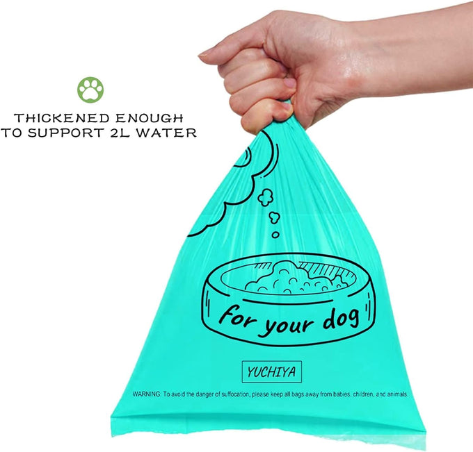 Standard-Sized leak-proof scented doggy waste bags and holder dispenser with carabiner safety lock and fastener