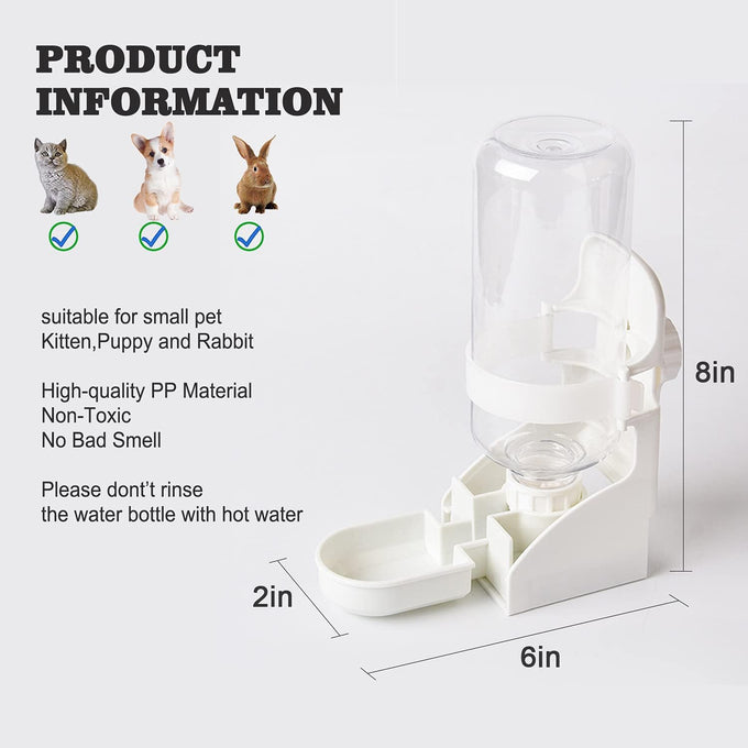 hercocci large white rabbit hay food bin feeder and bunny water bottle set with 500ml hanging dispenser