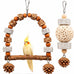 2 Pack Natural Bird Toys Set Arch Wood Swing Sola Ball, Cage Accessories for Cockatiel Conure Parakeets
