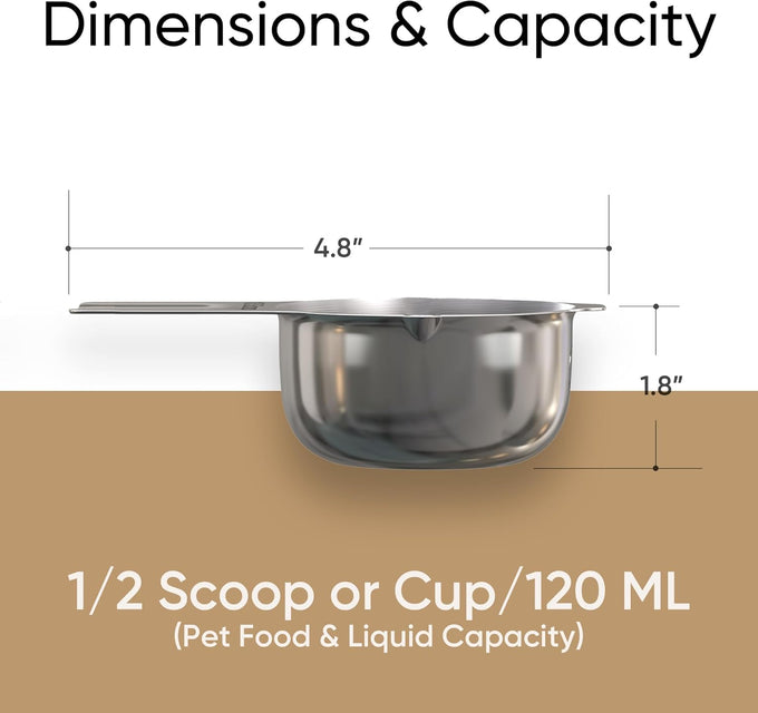 Color Up ½ Cup Stainless Steel Dog Food Scoop, Measuring Cup for Pets, 8 Tbsp, Heavy-Duty & Rust-Resistant