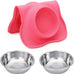 hubulk pet dog food and water bowls set with non-slip silicone mat and pet food scoop, pink, small