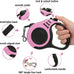 petimp lightweight 16ft retractable dog leash set with pink folding bowl and accessories