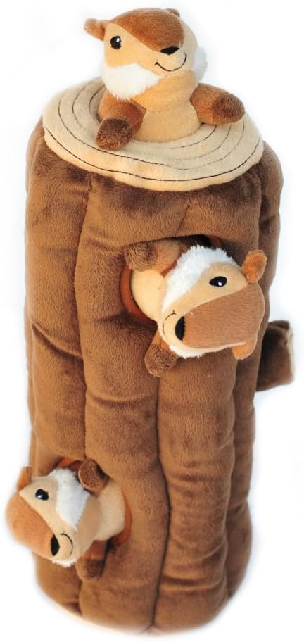 zippypaws burrow interactive dog toys for boredom and enrichment small medium dogs chipmunk log