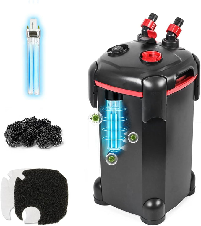 Pondforse canister filter,  external aquarium filter with ultra-quiet circulation and media for fish tanks and aquariums