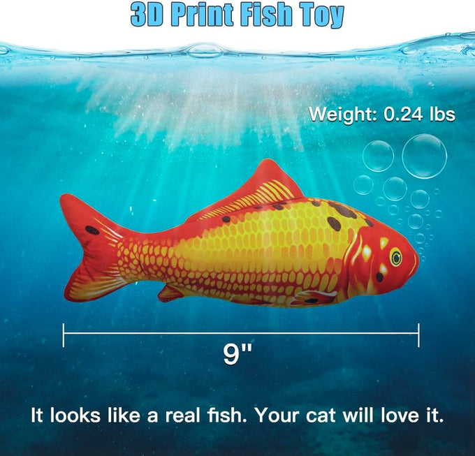 TOOGE 2 Pack 9 inch Floppy Fish Cat Toys with SilverVine and Catnip for Interactive Play