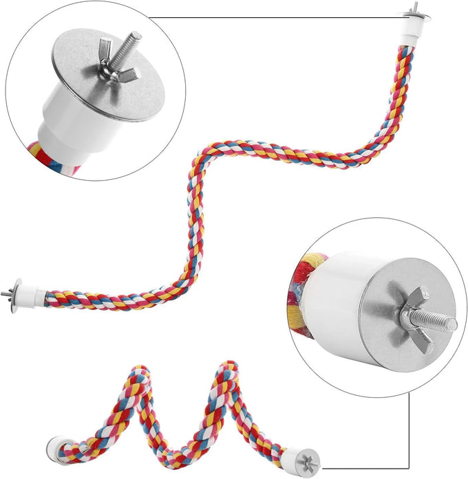 36-inch bird rope perch for parrots and large birds, multi-colored cotton rope, 1 pack