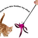 cat wand feather toys set, 6 pieces interactive cat toys for indoor cats, 17.7 in feather stick