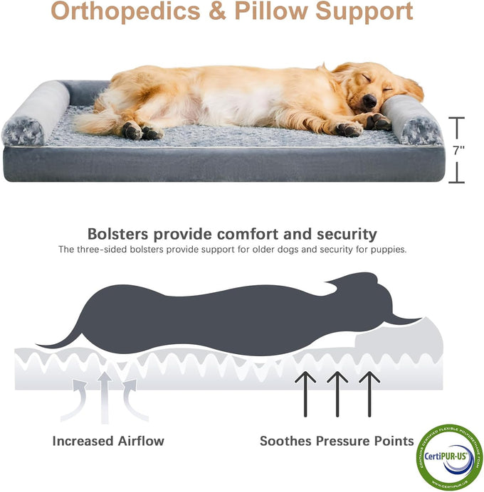 Bfpethome orthopedic dog bed for large dogs, 36x27 inches, waterproof couch pet bed with removable cover