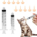 pet feeding syringe with silicone nipple 5ml and 10ml syringes for newborn kittens puppies and small animals