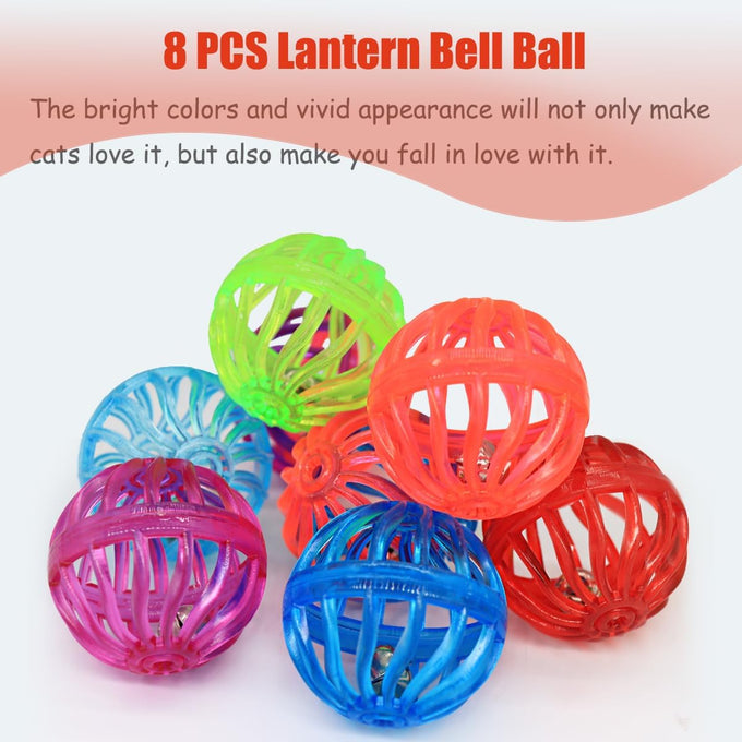 24pc cat jingle balls toys, assorted colors, lightweight, interactive, kitten training and play