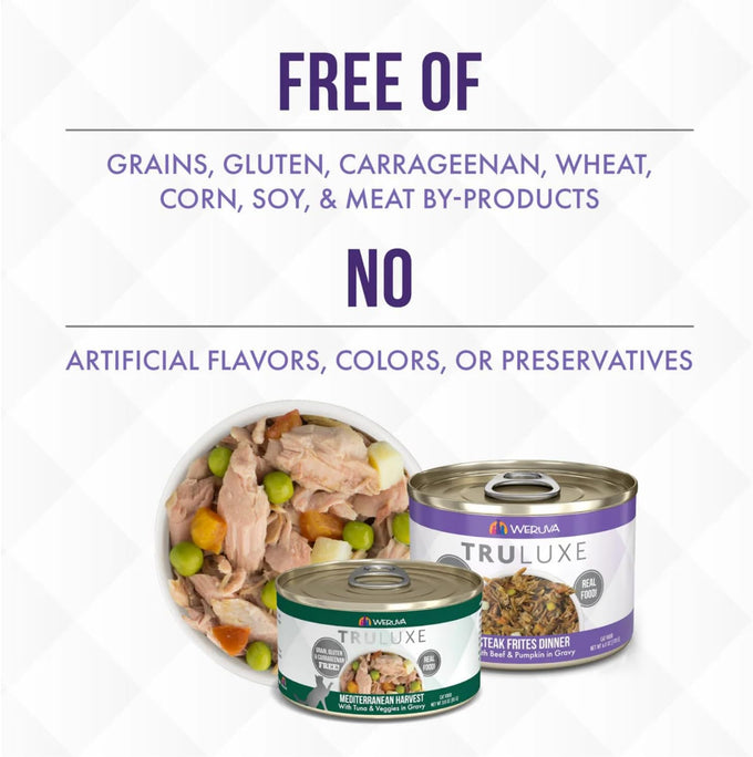 weruva truluxe grain-free wet cat food 10-flavor variety pack, 3 oz cans, 20 total