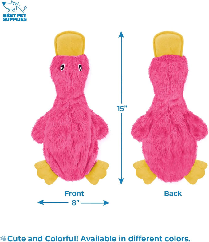 best-pet-supplies-interactive-squeaky-dog-chew-toy-crinkle-duck-light-pink-large