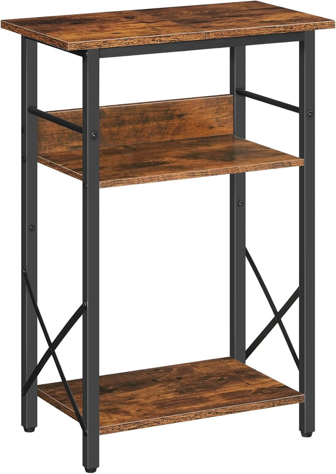 HOOBRO 3-Tier Fish Tank Stand with Storage, Rustic Brown, 20.5 x 11 inches, Metal Frame, BF52FT01