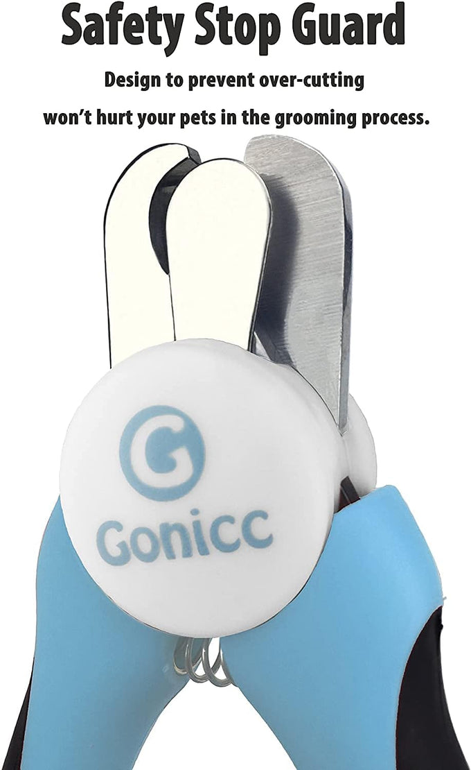 gonicc professional pet nail clippers for large dogs with safety guard and razor sharp blade