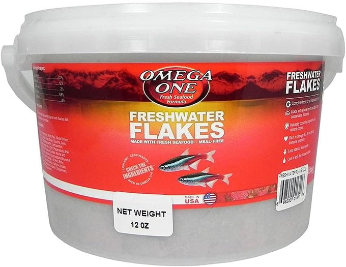 Omega One Freshwater Flake 12oz: Complete Food for Freshwater Fish with Whole Seafood and Omega 3 & 6